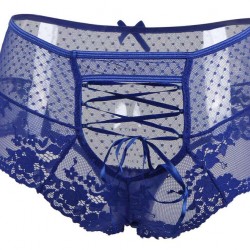 Sexy Blue High Waist Lace Strappy Panty