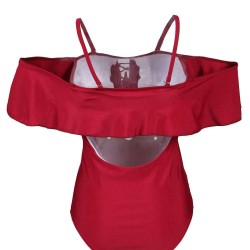 Red Ruffle Off-The-Shoulder One Piece Swimsuit