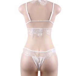 Seductive Strappy Choker White Lace Bra Set Seductive Strappy Choker White Lace Bra Set
