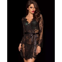 Plus Size Black Eyelash Lace Sleepwear Gown Plus Size Black Eyelash Lace Sleepwear Gown
