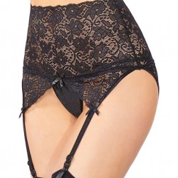 Plus Size Black Sexy Lace Garter Panty
