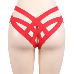 Red Cage Bandage Brief Thong Plus Size Panty