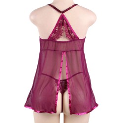 Featuring Velvet Underwire Cups With A Scalloped Lace Trim  Babydoll Set