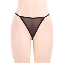 Plus Size Black Lace Backless Babydoll Set