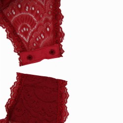 Plus Size Exquisite Peacock pattern Lace Teddy With Steel Ring 