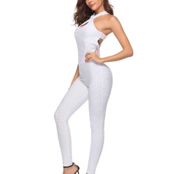 White Sexy backless one-piece yoga fitness pants