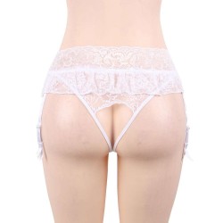 Plus Size White Sexy Lace Garter Panty