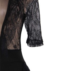 Black Lace Half-length Sleeve Jumpsuit