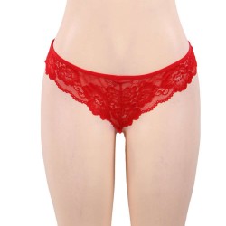 Plus Size Red Elegant Backless Fly-away Babydoll