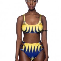 High Quality Women Sexy Gradient Ramp Bikini Swimsuit High Waist