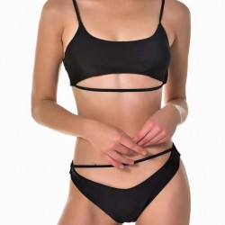 Black High Quality Solid Color Sexy Summer Women's Bikini Set