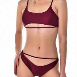 Dark Red High Quality Solid Color Sexy Summer Women's Bikini Set