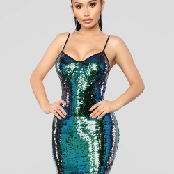 Sexy Green Sequin Bodycon Dress
