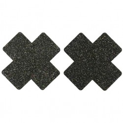 Black Glitter Cross Nipple Cover