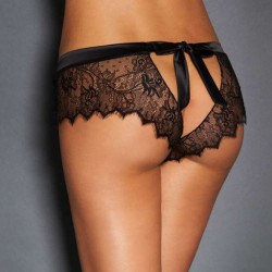 Sexy Black Lace Silk Strappy Panty