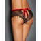Plus Size Sexy Black Lace Red Silk Strappy Panty
