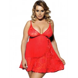 Plus Size Soft Lace Babydoll with G-string Plus Size Soft Lace Babydoll with G-string