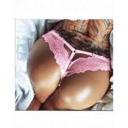 Plus Size Pink Sexy Floral Lace Panty