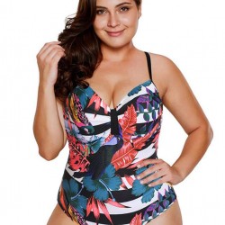 Plus Size Flower Style Women One Piece Swimwear 