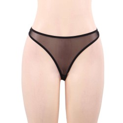 Plus Size Black Sexy Lace Transparent Pajamas Underwear Set