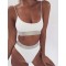 High-Waist Sequins White Solid Color Sexy Summer Bikini Set