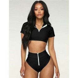 Fashion High Waist Zipper Brazilian Bikini Swimwear for Women Fashion High Waist Zipper Brazilian Bikini Swimwear for Women
