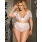 Plus Size Naughty Sexy Girls High Waist White Full Lace Bra Panty Underwear