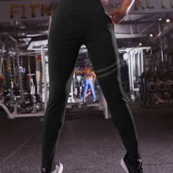 Black Women Yoga Pants Stripe Design Fitness pants